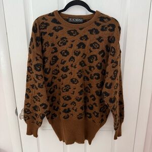 ESCADA Vintage Leopard Print Wool and Mohair Long Sweater Size 40